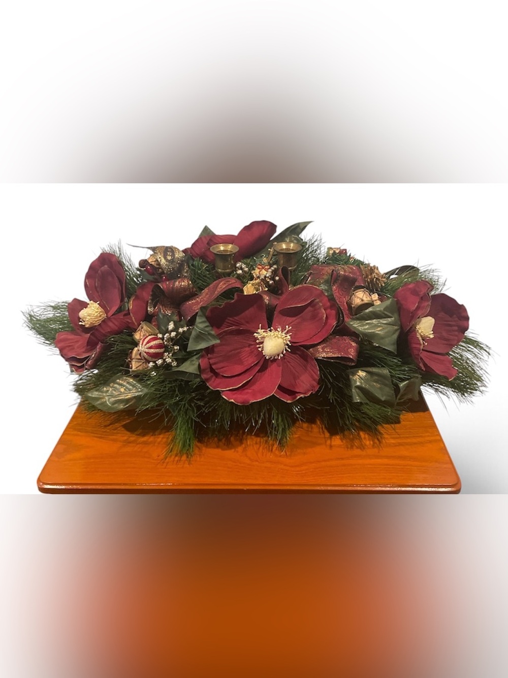 Christmas Centerpiece Floral Pine Magnolia Musical Instruments Winter Holiday